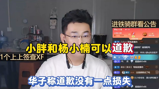 小胖和杨小楠可以道歉，华子称道歉没有一点损失！