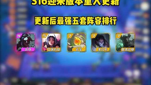 S16版本重大更新，铁男削弱不再强势，约德尔直接一刀入土 更新后最强五套阵容排行