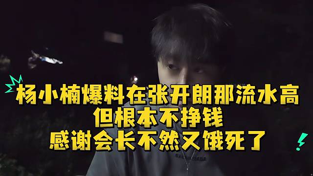 杨小楠爆料在张开朗那流水高但根本不挣钱感谢会长不然又饿死了