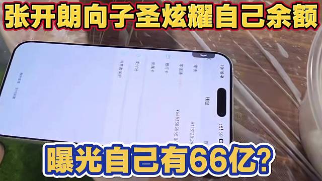 张开朗向子圣炫耀自己余额 曝光自己有66亿？闹麻了