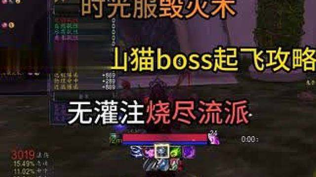 时光服毁灭术无灌注国服第一山猫boss起飞攻略 烧尽流派看一看