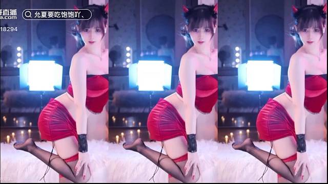 性感黑丝红裙小妖精