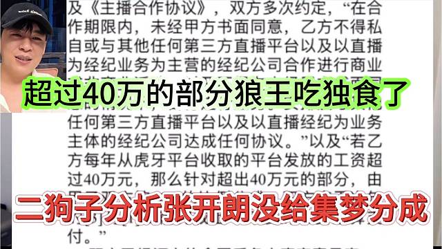二狗子分析张开朗没给集梦分成，超过10万部分狼王全吃了