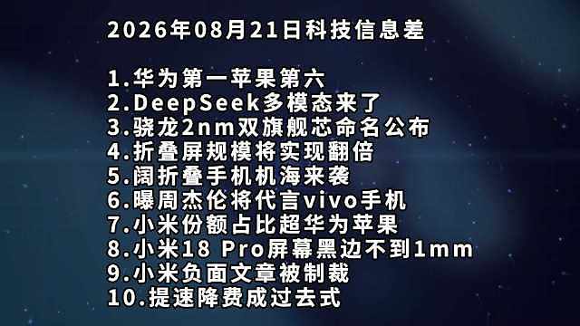 2026年8月21日科技信息差 ​​​