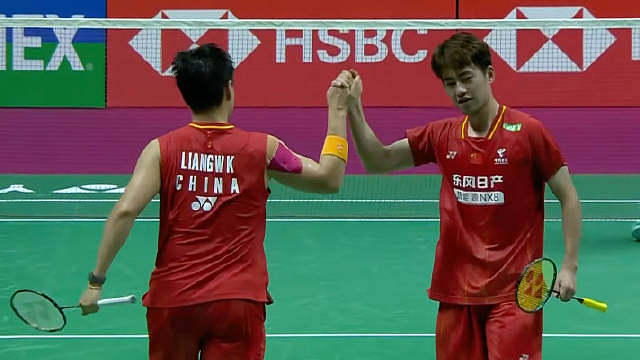 梁王组合两局横扫对手首进世锦赛男双决赛！！！

梁伟铿/王昶 21-18、21-14 李哲辉/杨博轩
