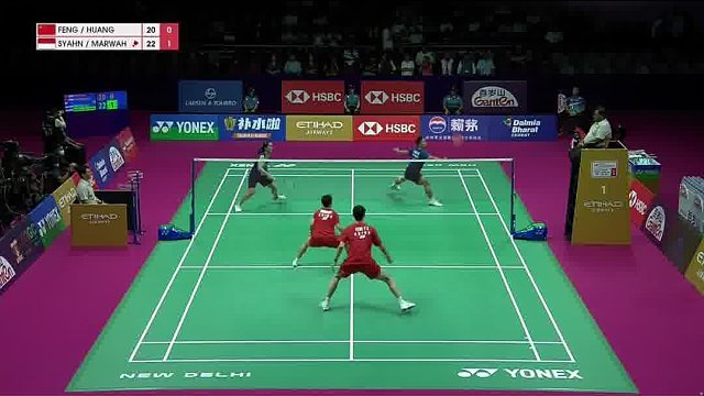 冯彦哲/黄东萍杀球结合分挡 进攻之后持续保持压制态势