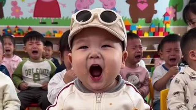 幼儿园开学第一天小孩哥火上浇油