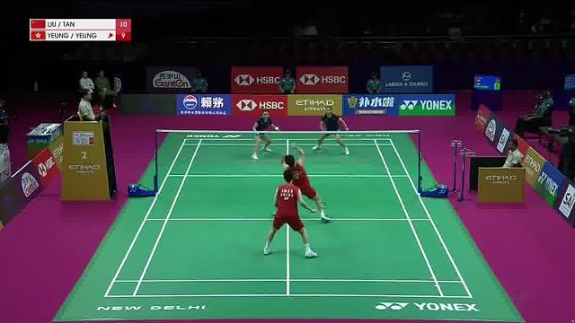 刘圣书/谭宁前场卡位预判封网 精准拦截回球打出干脆得分回合