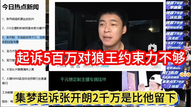 集梦起诉张开朗2千万是逼他留下，起诉5百万对狼王约束力不够