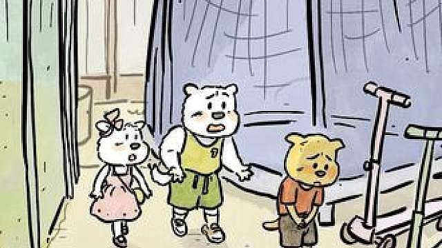 敏感的小黄狗像极了我们小时候。 小黄狗：三个人的世界太拥挤，还是你们俩一起吧