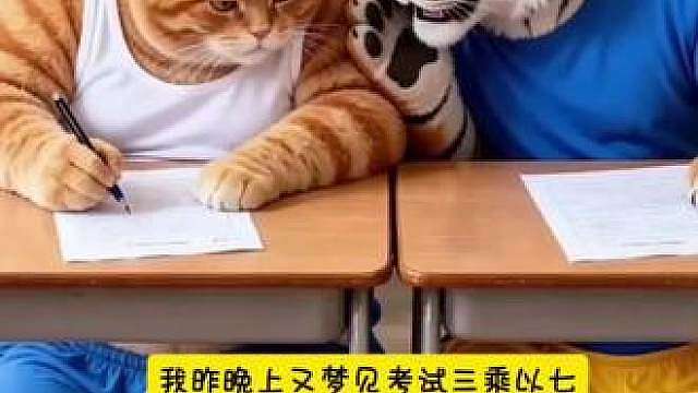 虎哥又梦见三乘以七等于二十一了，又被黑猫搅合了！