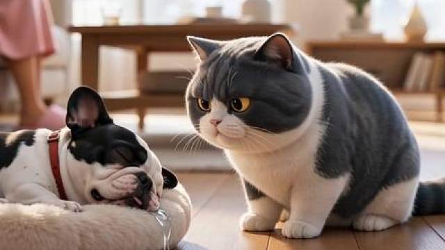 猫狗抢窝，看看谁更横