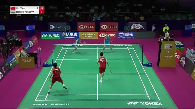 刘圣书/谭宁网前扑压抢分 后场队友补位防止对手挡后场空档