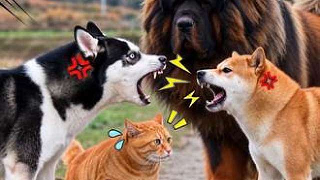 猫咪帮二哈打架，看到对方老大后瞬间叛变…