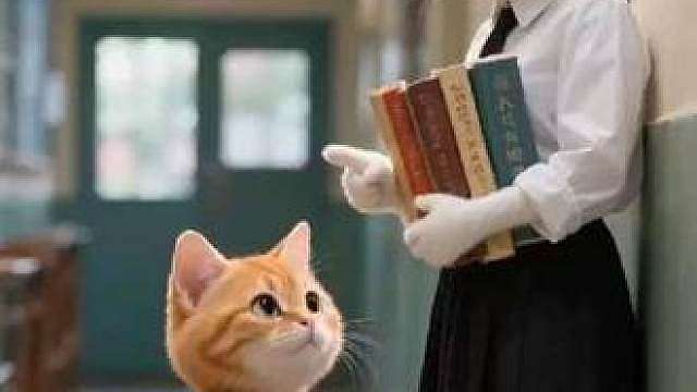 “猫亦有情，岂忍负之？”小橘猫背书包赴约，师者执卷催食费，一幕辛酸又可爱。