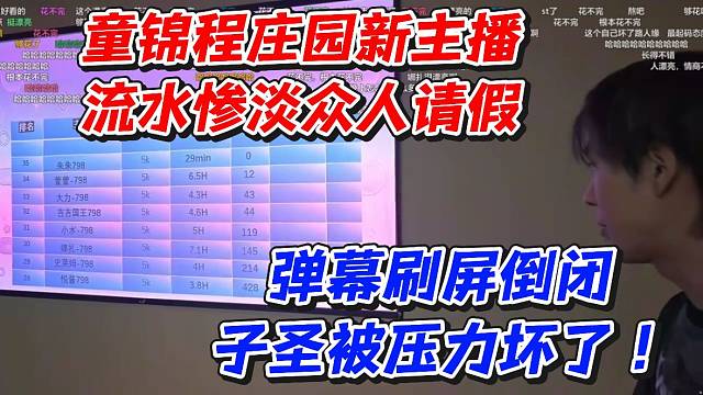 童锦程庄园新主播流水惨淡众人请假！弹幕刷屏倒闭子圣被压力坏了