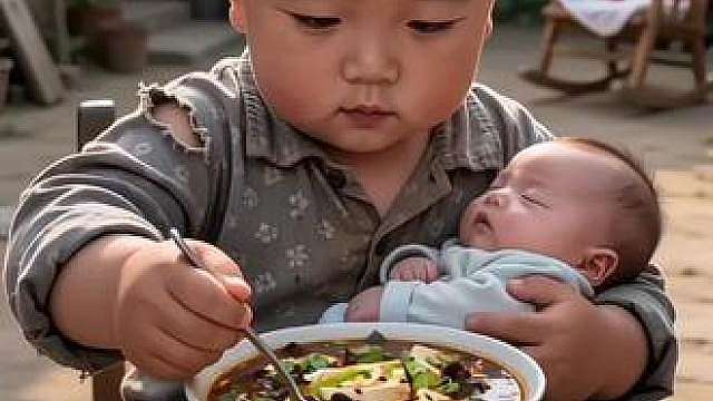 干饭速度，带娃潦草