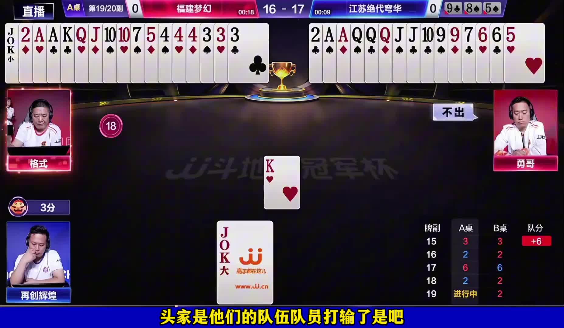 江苏绝代穹华4。3福建梦幻！再创辉煌MVP！晋级冠军之夜！ 阿国阻挡叫，福建梦幻遭抢七最后一副牌逆战绝杀！