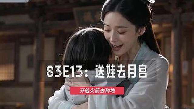 S3 第十三集: 送娃去月宫，遇到偷种子的无人车 开着火箭去种 - 2045年，月球，川子送女儿去嫦娥家，半路需要西大的科考无人车硬闯偷种子，被安保警戒机器人发现，摧毁在路上。
