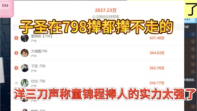 洋三刀声称童锦程捧人实力很强，子圣在798撵都撵不走