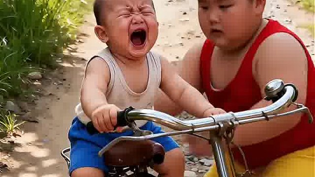 人类幼崽骑车的治愈瞬间，迷惑行为里藏着萌娃成长的可爱～
