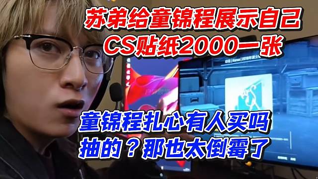 苏弟给童锦程展示自己CS贴纸2000一张！童锦程扎心有人买吗？抽的？那也太倒霉了