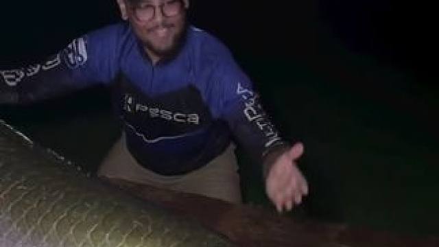 你钓过最大的鱼有多大 #好大一条鱼 #巨骨舌鱼 #钓鱼的乐趣只有钓鱼