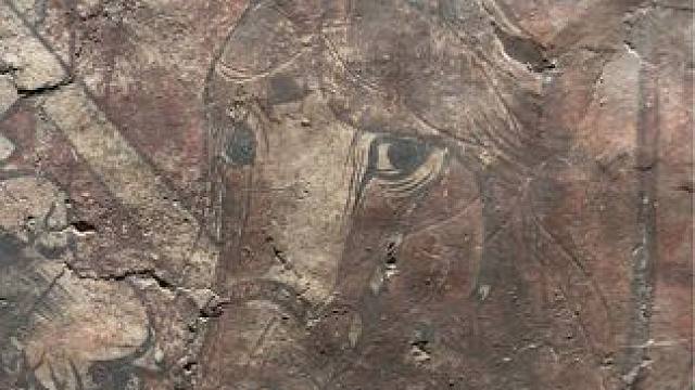 这匹眼神可爱的马，来自北齐猛将娄睿墓出土壁画《鞍马出行图》，无论什么角度它都在盯着你看，也是我国不可