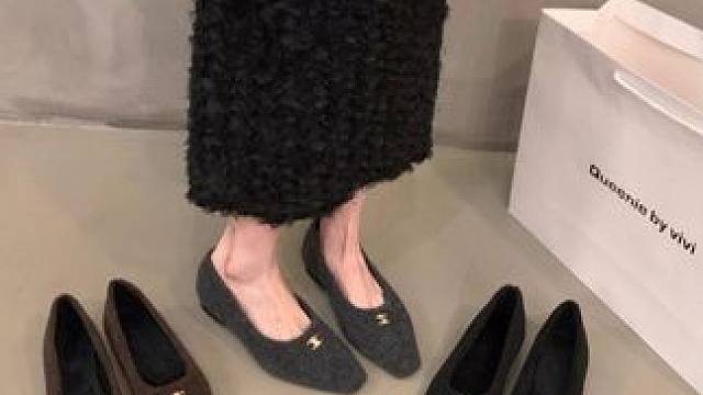 法式平底小香风加绒豆豆单鞋女鞋子2023新款秋冬季百搭外穿毛毛鞋#豆豆鞋 #豆豆鞋女 #平底豆豆鞋 