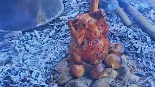 铁桶烤鸡#露营报告