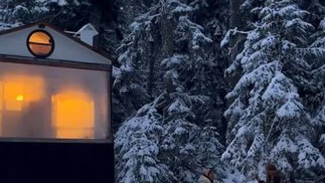 夫妻二人靠着辆豪华房车，在雪地森林中旅行，享受着极致的奢华！ #房车旅行生活