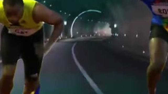 “昨晚我输给了泰森盖伊，他用惯性漂移过弯，他速度很快——博尔特”#博尔特 #泰森盖伊 #短跑