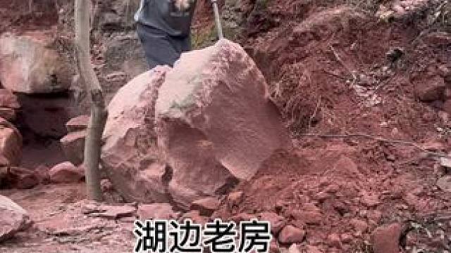 在湖边山崖做了一个浑然天成的庇护所。#我的乡村生活 #2024新农人计划  #山洞 #兔子