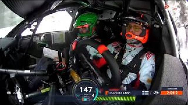 2024wrc瑞典站 shakedown三轮过后现代车队的拉皮拿下全场第一，他开玩笑说自己在赛道的雪