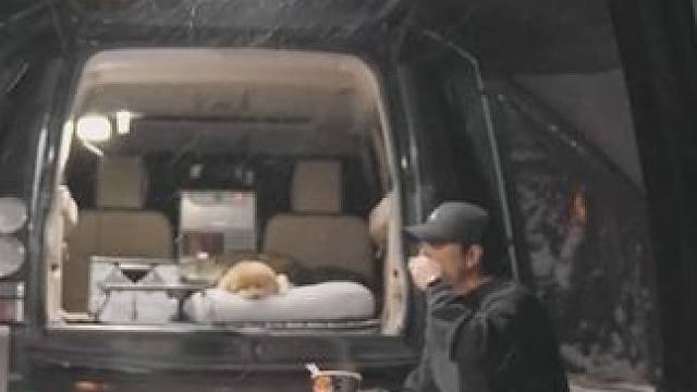 小雪帐篷户外露营，一人一狗精致露营生活...#户外露营 #沉浸式露营