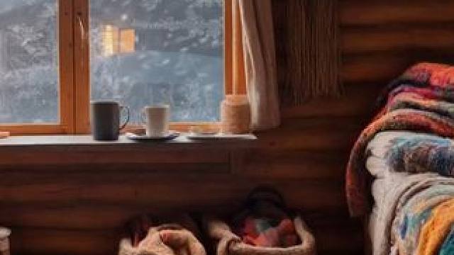 在一个人的温暖小屋里，度过暴风雪夜。壁炉和风雪声，助眠氛围 #白噪音 #助眠声音 #睡眠音乐 #催眠