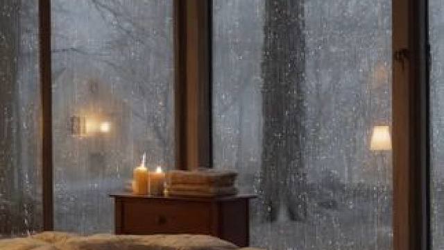 在雨天的森林度假小屋，温暖炉火燃烧，大雨落下的声音，放松助眠 #白噪音 #助眠声音 #睡眠音乐 #催
