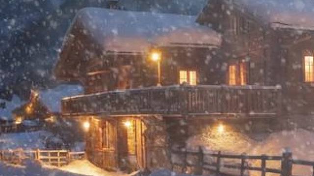 暴风雪夜的山村，你会愿意在这里住下来吗？ #白噪音 #助眠声音 #助眠视频