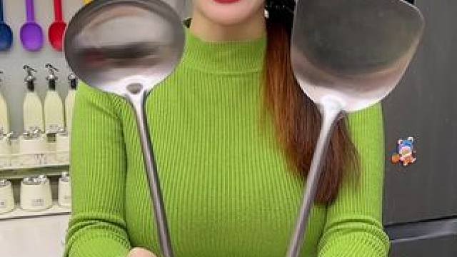 长柄加厚不锈钢锅铲锅勺 价格超划算，这个可以给家里安排一套!#厨房好物#实用好物#锅铲