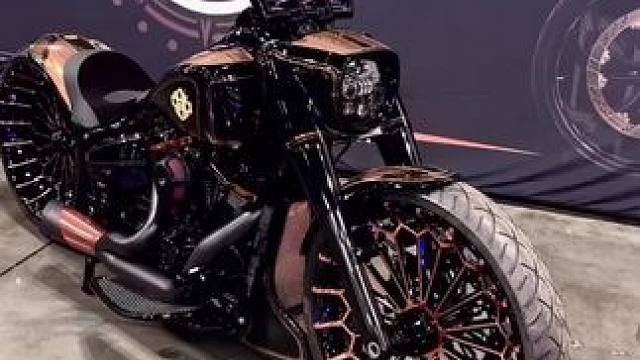 哈雷肥仔前后锻造3D轮毂 这一车的香槟玫瑰金配色 很古典#机车改装 #摩托车 #改装 #哈雷