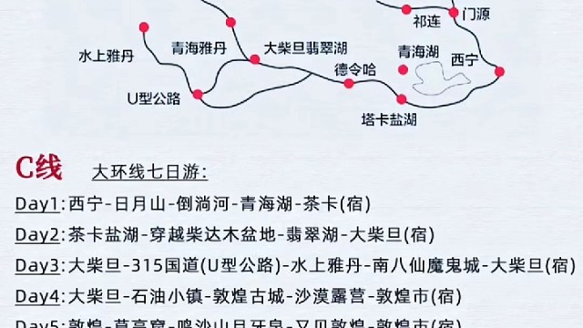 青甘大环线经典线路行程图