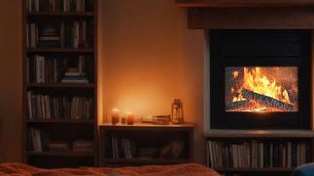 一场冬雨落下，住在有壁炉和书架的小屋，在这里放松休息吧！ #白噪音 #助眠声音 #助眠视频