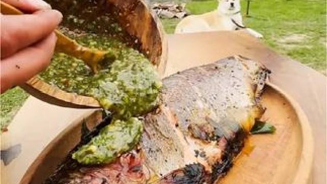 户外烤鱼#户外美食 #户外美食制作 #户外野餐