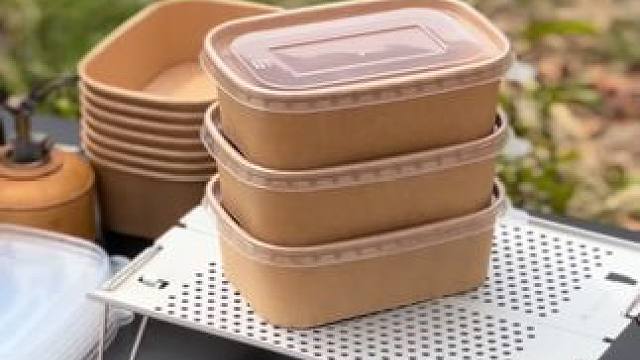 露营野餐有时候带盘碗保鲜盒觉得麻烦，可以用这种颜值在线的加厚牛皮纸一次性餐盒#露营报告 #户外 #野