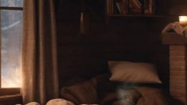 今天有暴风雪，适合住在这个温暖的森林小屋，在这里放松休息吧 #白噪音 #助眠视频 #助眠解压