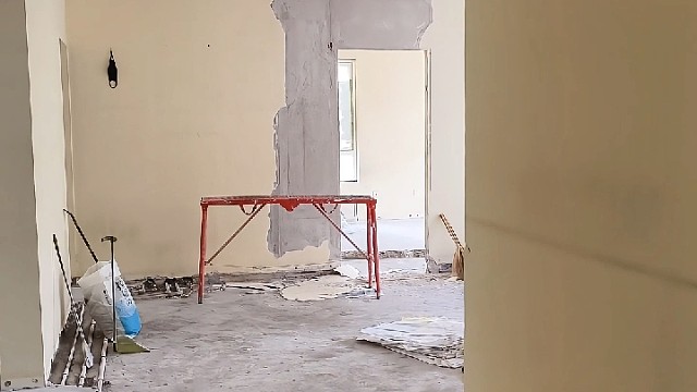 苹果社区南区8号楼，拆除完工，水电定位