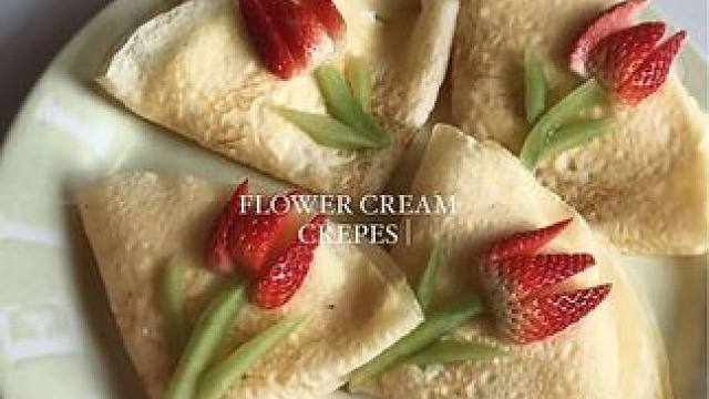 草莓奶油可丽饼 #春日好食光 #可丽饼 #甜品治愈一切 #下午茶甜品 #治愈系美食