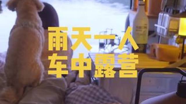 雨天女生一人带狗车中过夜露营，总说露营不安全？睡车里总行了吧？#雨中露营 #户外露营 #床车露营 #