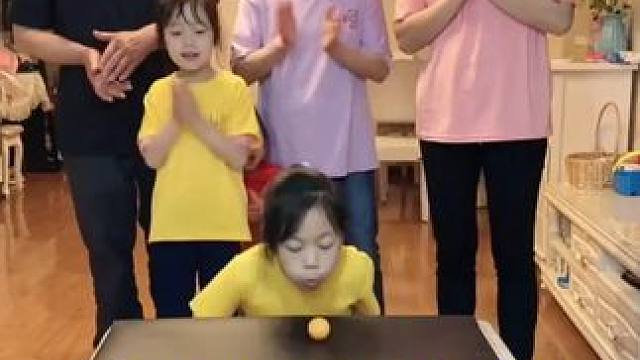 吹乒乓球️挑战，太刺激太好玩了 吹乒乓球️挑战，太刺激太好玩了