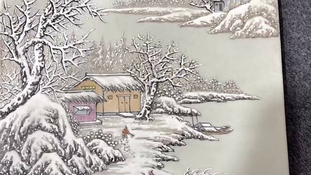 雪景图瓷板画一个
